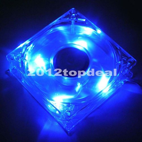 120mm Computer PC Clear Case Quad / 4 Blue LED Light CPU Cooling Fan 12CM New