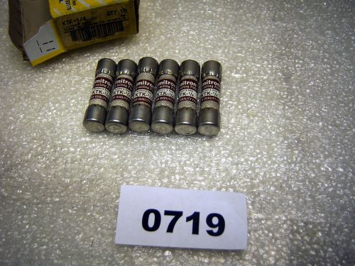 (0719) Lot of 6 Bussmann KTK-1/4 Fuses