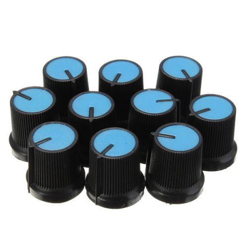 10Pcs Blue Face 13x15mm 6mm Dia For Taper Potentiometer Hole Knob