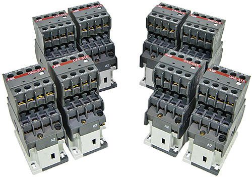 Set of 8 abb a9-30-10 contactors with auxiliary contacts ca5-31e (6) ca5-04e (2) for sale