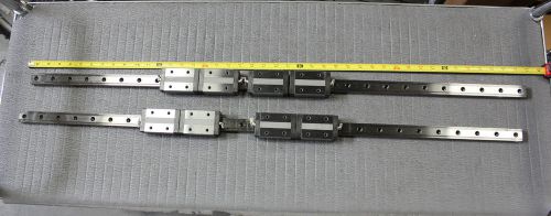 2 THK CAGED BALL LM GUIDE LINEAR BEARINGS &amp; RAIL SNS25 1016mm 8 BLOCKS (RR-232)