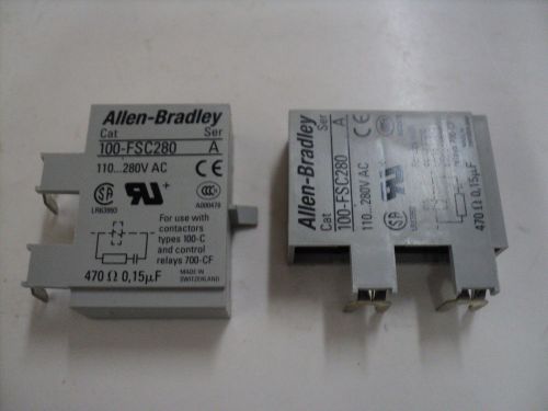 LOT OF TWO NEW ALLEN-BRADLEY 100-FSC280 CONTACTOR/RELAY SURGE SUPPRESSORS