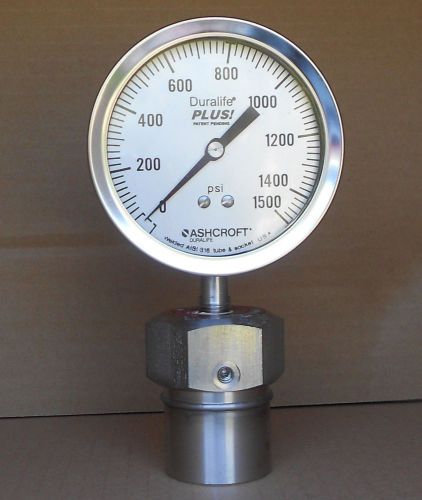 ASHCROFT INDUSTRIAL DURALIFE GAUGE 3.5 inch 0 to 1500 psi with Diaphragm Seal