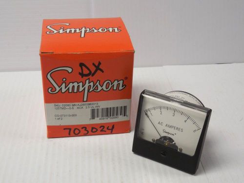 New simpson panel meter 1257 0-5 ac amperes 2-3/8&#034; face for sale