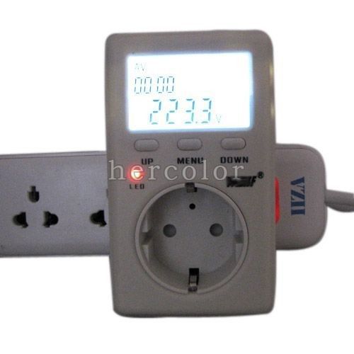 EU Socket Mini Energy Power Watt Voltage Volt Meter LCD Monitor