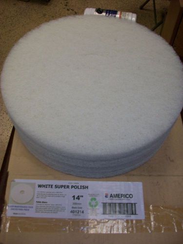 14&#034;Americo White Super Polish floor maintenance Pads - Case of 5 pads-401214