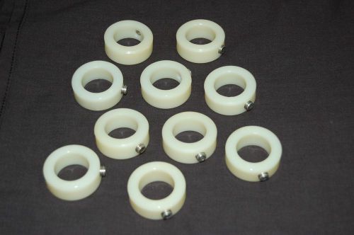 LOT OF TEN (10) ACETAL PLASTIC ONE PIECE SHAFT COLLARS 1&#034; BORE WITH SETSCREW