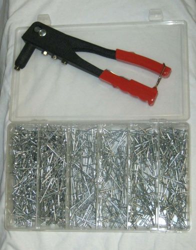 Hand pop rivet gun blind riveter with 1040 pc assorted rivets for sale