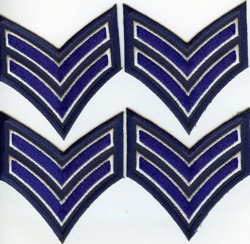 Brand New 4 Corporal Embroidered Chevron Stripes Blue  White Police Patch