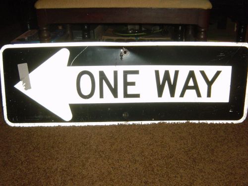 Heavy Guage Steel &#034;ONE WAY&#034; Arrow Reflecting Traffic Sign~36&#034;x 12&#034; Black&amp;White!!