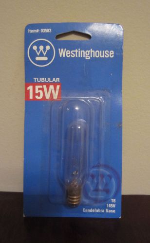 Westinghouse t6 145v 15w tubular light bulb candelabra base 03583 x1 new in box for sale