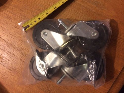 4 pack 3&#034; locking swivel caster wheels heavy duty rubber for sale