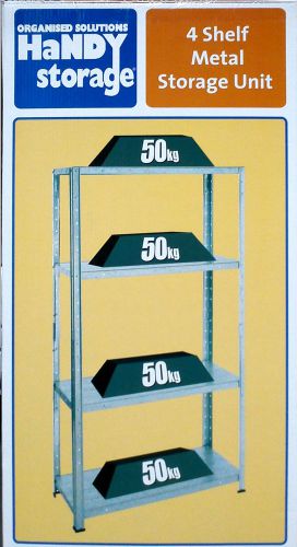 4 shelf metal storage unit - galvanised steel shelves 50kg each for sale