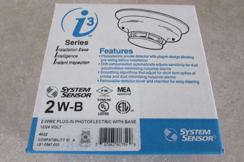 System Sensor 2W-B Smoke Detector i3 2-wire 12/24 volt Free Ship 60 Day Returns