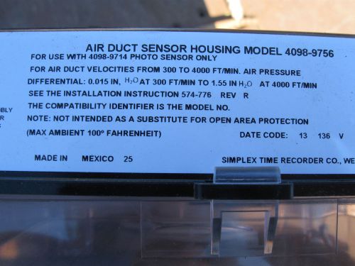 Simplex 4098 9756 air duct detector sensor new for sale