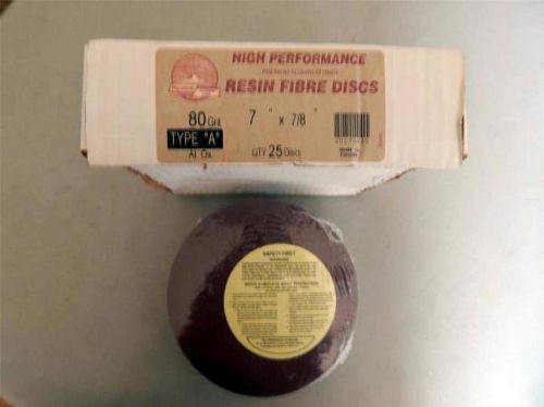 Gemtex 20270600 - 7&#034; Alum. Oxide 80 Grit Grinding Disc, 7/8&#034; Center, Qty-25