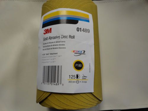 3M STIKIT 01489 GOLD ABRASIVE DISC ROLL 8&#034; DIAMETER (QTY 125) P180