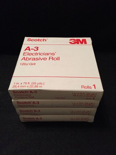 (Qty. 4) 3M SCOTCH A-3 Electricians Abrasive Roll 120J Grit 1&#034;x75ft   *NEW*