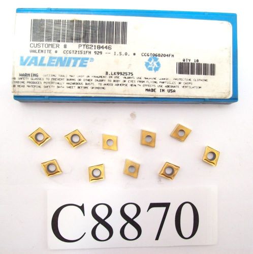 (10) NEW VALENITE CARBIDE INSERTS CCGT2151FH 929 LOT C8870