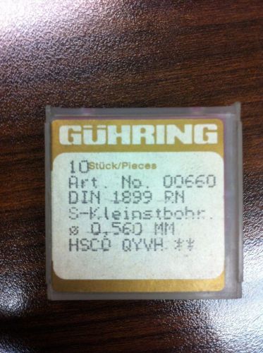 Guhring micro drill din1899rn, 0.560mm dia 10 ea, tin coated for sale