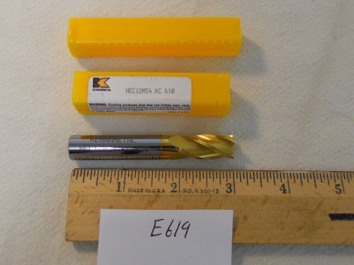 1 NEW KENNAMETAL 12 MM DIAMETER CARBIDE ENDMILL. 4 FLUTE. KC 610 COATED.  E619