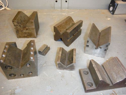 COLLECTION OF MACHINIST V BLOCK SINGLES JIG FIXTURE SMALL SIZES DRILL GRINDING