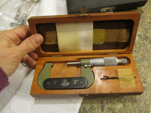 Etalon micrometer 1&#034;-2&#034; P. Roch Rolle Switzerland in wood box  certificate - LUD