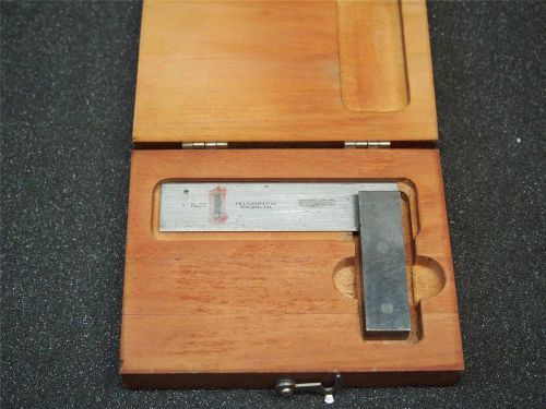 Starrett no. 55  3&#034; precision steel square with wood case for sale