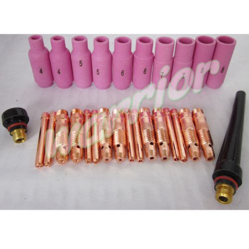 28pcs Accessories Kit Back Caps Collet Body Fit TIG Welding Torch SR WP17 18 26