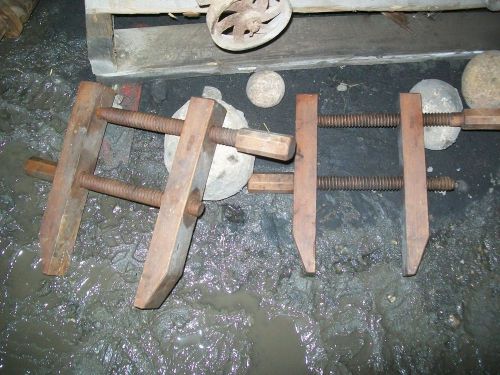 Antique Vintage Wood Clamps (Pair)