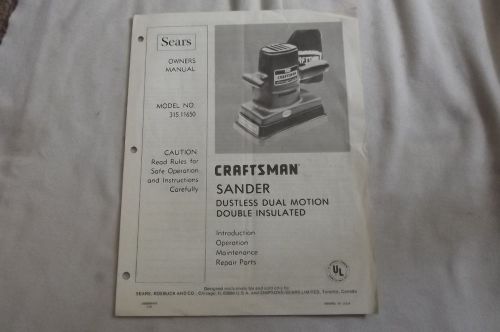 Sears Craftsman Sander, Owners Manual, Model 315.11650