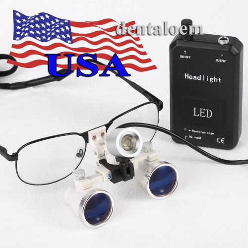 US STOCK Dental 3.5X 420mm Binocular Magnifier Loupes Lamp + LED Head Light BL