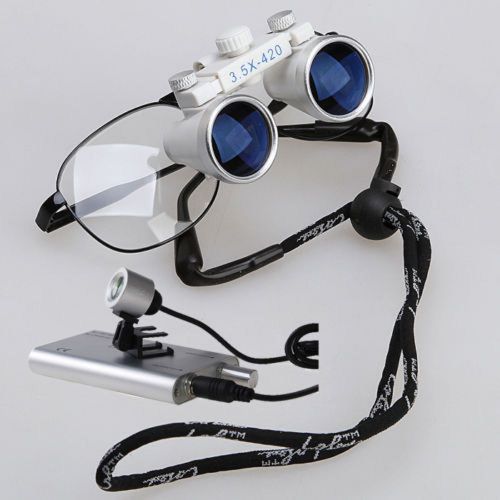 NEW Dental 3.5X Dental Surgical Medical Binocular Loupes Glasses + LED Headlight