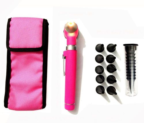 Halogen Light Fiber Optic Otoscope Pocket Medical Ent Diagnostic Pink Set