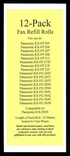 12-pack of kx-fa91 fax refills for panasonic kx-fp205 kx-fp206 kx-fp207 kx-fp208 for sale