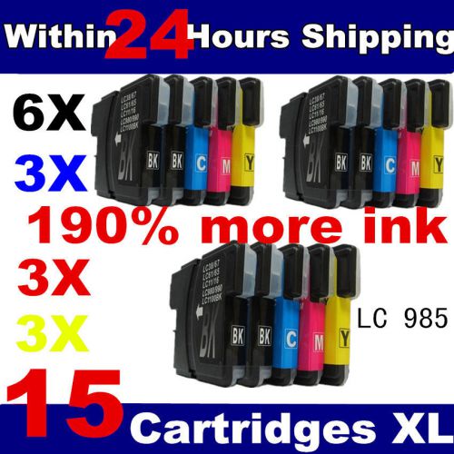 15 Compatible LC985 Ink Cartridges for Brother Printers Black + Colour