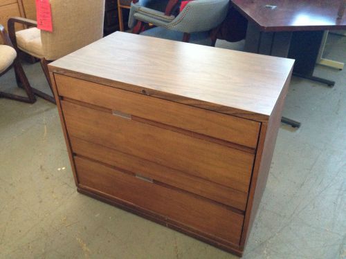 2 DRAWER LATERAL SIZE FILE CABINET byKIMBALL in WALNUT COLOR LAMINATE w/LOCK&amp;KEY