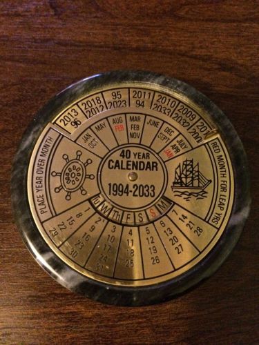 40 year calendar 1994-2033 Green Marble Paper Weight