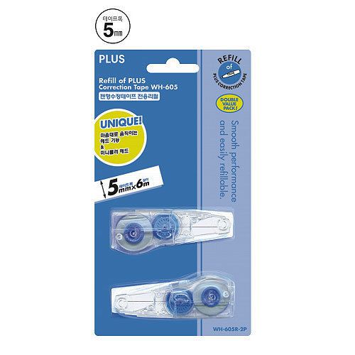 PLUS WHIPER MINI ROLLER Correction Tape  Refillable WH-605 Blue Refill