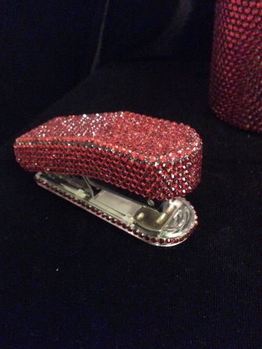 Red Rhinestone Crystal Bling Embellished Medium Office Stapler NEW