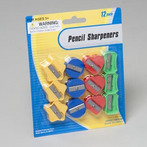 PENCIL SHARPENER 12PK/4 NOVELTY SHAPES/COLORS PER PK, Case of 48