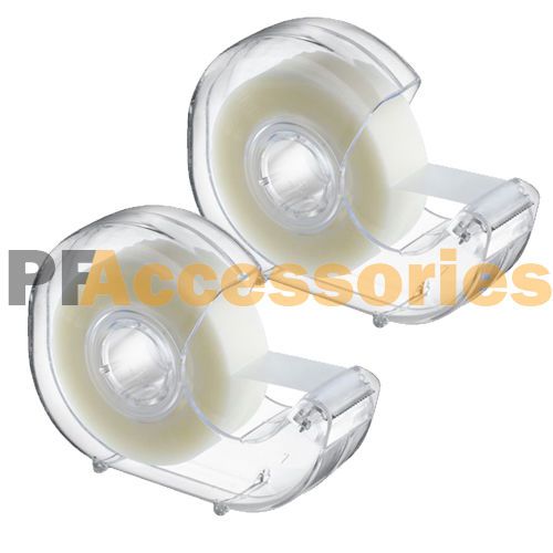 2x Clear Office Transparent Tape 3/4&#034; x1000&#034; Desktop Stationery Tape Dispenser