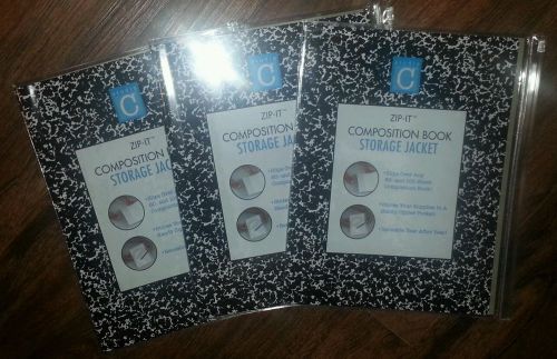 3 pack studio c zip-it composition book storage jacket for sale