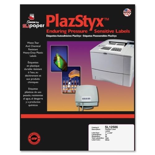 Simon plazstyx laser label 1&#034; x 2-5/8&#034; for sale