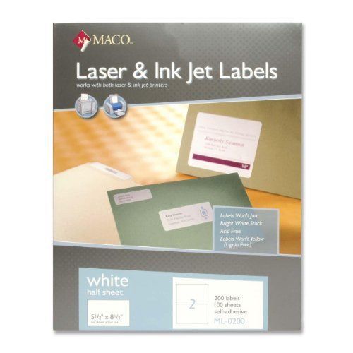 Maco Ml-0200 Return Address Label - 5.5&#034; Width X 8.5&#034; Length - 2/sheet (ml0200)