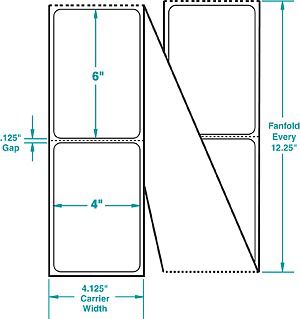 DIRECT THERMAL TRANFER LABEL 4&#034;x6x2 4,000 Labels FAN