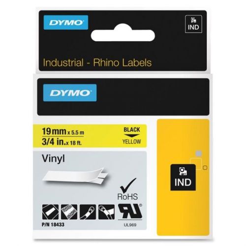 DYMO 18433 LABEL, RHINO, YELLOW, 3/4&#034;,