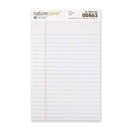 Nature saver 100% recy. white jr. rule legal pads - 50 sheet - 15 lb (nat00863) for sale