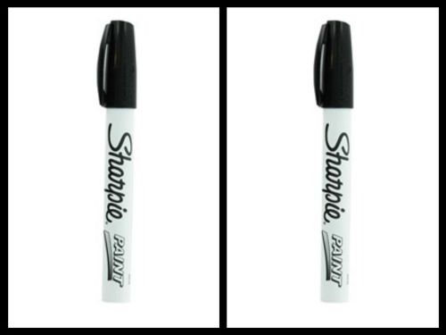 SHARPIE PAINT MARKER PEN OIL BASED MEDIUM POINT BLACK LOT SET OF 2