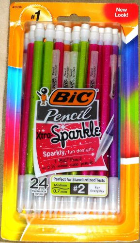 BIC Mechanical Pencil Color Barrels 24 ct. MEDIUM Point 0.7 mm New Free Ship